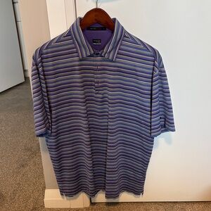 Men's Nike dry fit Tiger Woods collection Purple Striped Polo Shirt- large